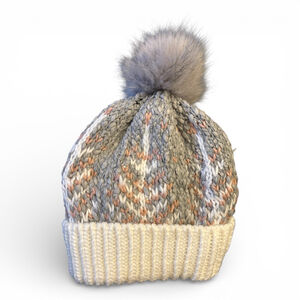 Lauren Conrad LC Womens One Size Fair Isle Pom Pom Knit Beanie Hat Winter Skiing